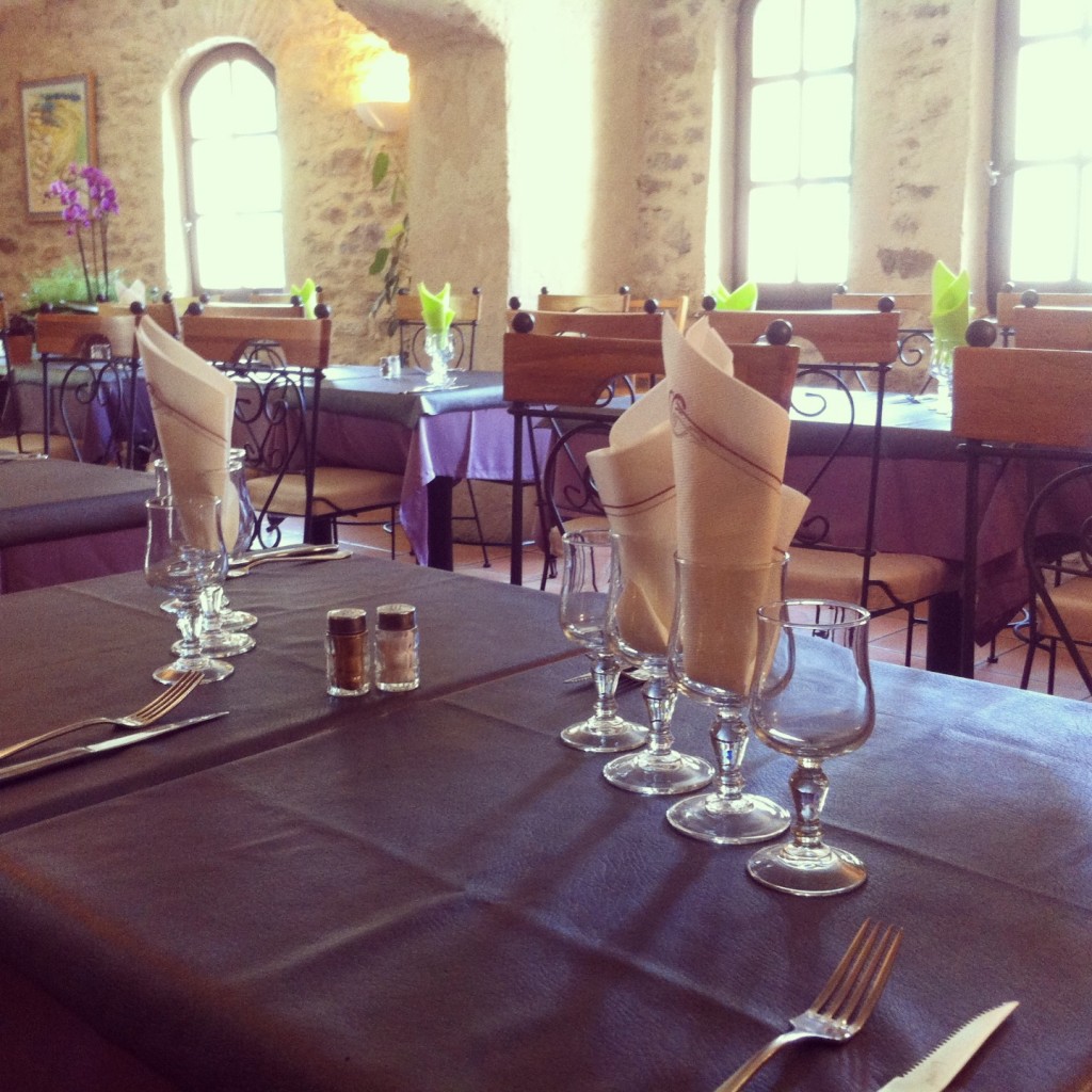Inside of the restaurant in Minerve, South of France