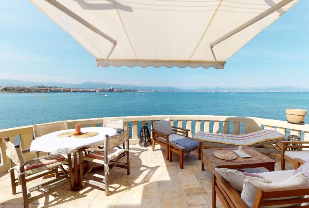 Sea views from the terrace of this stunning Mediterranean holiday home on Cap d'Antibes