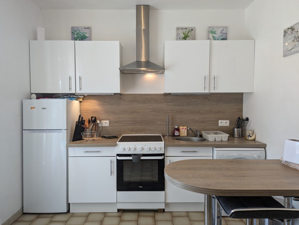 The kitchen in the Rose Retreat gite, Beziers