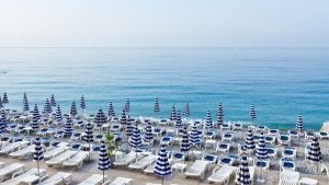 Sunloungers on Nice beach South of France